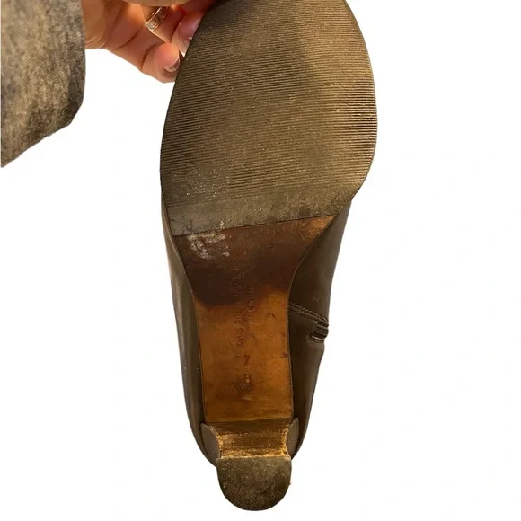 Ralph Lauren Blue Label Italian Leather Heeled Tall Zipper Boots Sz 7 Brown - Picture 13 of 16